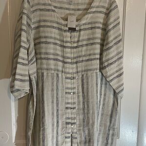 J Jill Striped Button-Down Tunic neutral colors